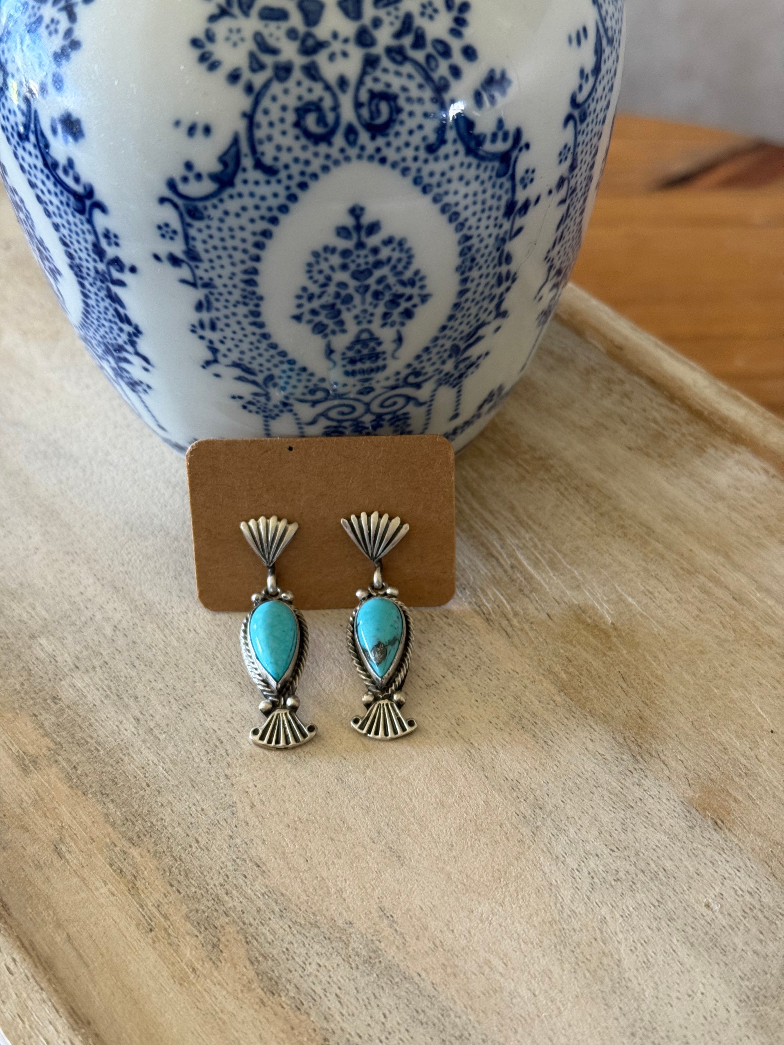 Kingman Turquoise Dangle Earrings